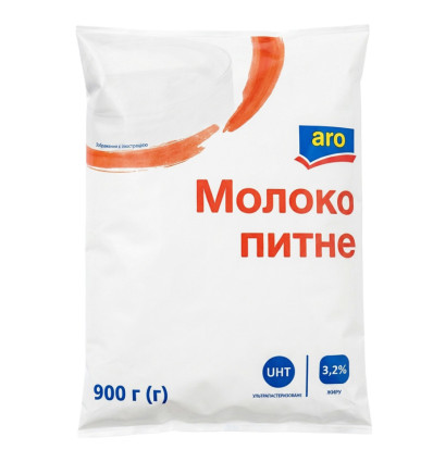 Молоко питне aro ультрапастеризоване 3,2% 900г