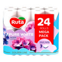 Туалетная бумага Ruta Pure White 3ш белая Bloom Aroma 18+6 рул