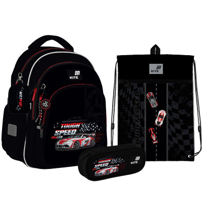Набор рюкзак+пенал+сумка для обуви Kite SET_K26-763S-2, Speed ​​Racer