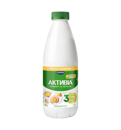 Бифидойогурт Активиа Персик-маракуя питьевой 1.2% 800г