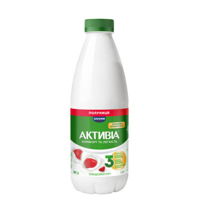 Бифидойогурт Активиа Клубника питьевой с наполнителем 1.2% 800г
