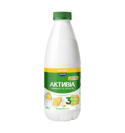 Бифидойогурт Активиа Ананас питьевой 1.2% 800г