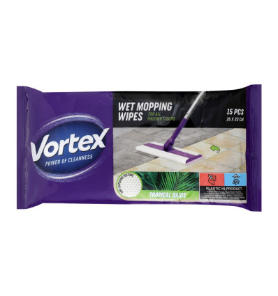 Салфетки Vortex Tropical Spa хозяйственные влажные напольные 15шт