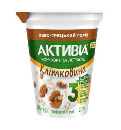 Бифидойогурт Активиа Овес-греческий орех 2.7% 260г