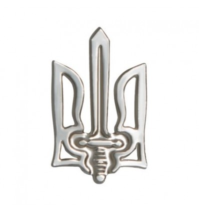 Значок "Тризуб" металлический, серебристый UKR