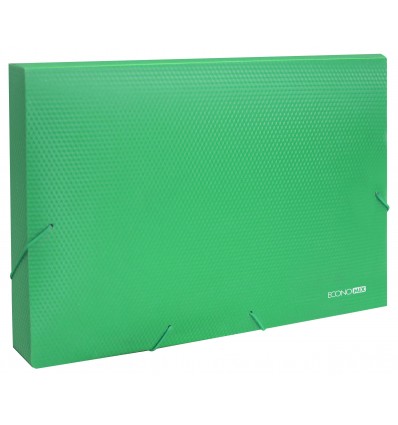 Папка-бокс пластиковая А4, 40мм, на резинках, зеленая