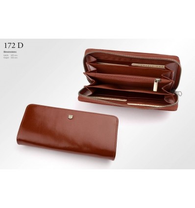 Бумажник женский из итальянской кожи,цвет:коричневый,размер:100 х 185 мм