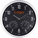 Часы с термометром и гигрометром,цвет:черный,размер:o 35 x 4,5 см