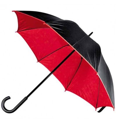 Зонт-трость, двухцветный,цвет:черный/красный,размер:o 110 см