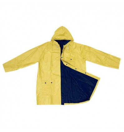 Двусторонняя дождевая куртка с капюшоном и карманами,цвет:желтый/темно-синий,размер:XL