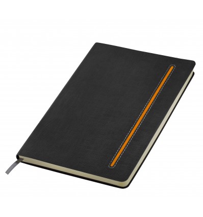 Бизнес-блокнот А5 "Elegance",цвет:графит/оранжевый,размер:148 х210 мм