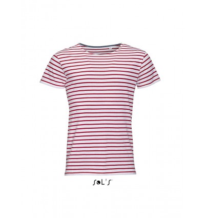 Чоловіча футболка з круглим коміром в смужку SOL'S MILES MEN,колір:білий/червоний,розмір:M