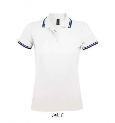 Женская рубашка поло SOL'S PASADENA WOMEN,цвет:белый/темно-синий,размер:XL
