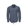 Рубашка мужская из поплина меланж с длинным рукавом SOL’S BARNET MEN,цвет:синий-джинс,размер:XL