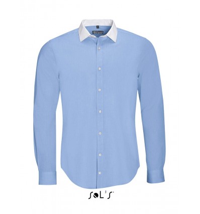 Рубашка мужская, плетение "нить к нити", с длинным рукавом SOL’S BELMONT MEN,цвет:небесно-голубой,размер:M