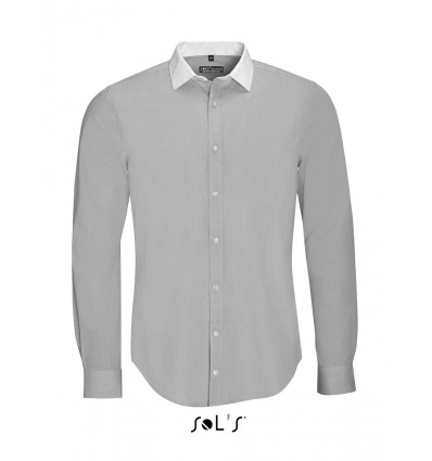 Рубашка мужская, плетение "нить к нити", с длинным рукавом SOL’S BELMONT MEN,цвет:светло-серый,размер:XL