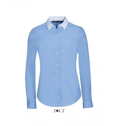 Рубашка женская, плетение "нить к нити", с длинным рукавом SOL’S BELMONT WOMEN,цвет:небесно-голубой,размер:XL