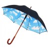 Современный зонт трость полуавтомат ТМ "Бергамо",цвет:черный/синий,размер:О 105 см