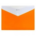 Папка-конверт А4 на кнопке с расширением, ПОЛОСА, оранжевая