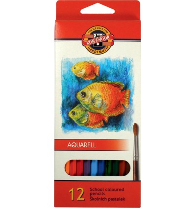 Акварельные цветные карандаши Mondeluz «Рыбки», 12 цв.