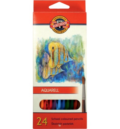 Акварельные цветные карандаши Mondeluz «Рыбки», 24 цв.