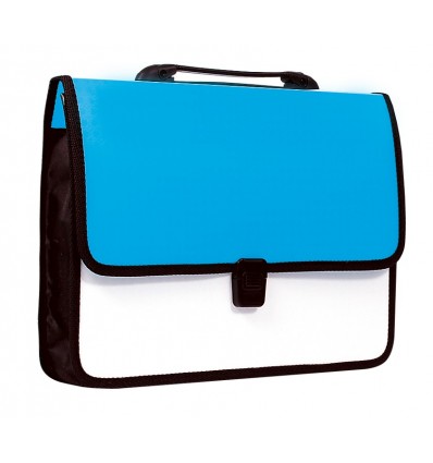 Портфель пластиковый A4 Economix на застежке, 1 отделение, фактура "Вышиванка", голубой