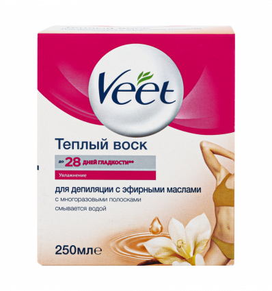 Воск для депиляции Veet теплый с эфирными маслами 250мл