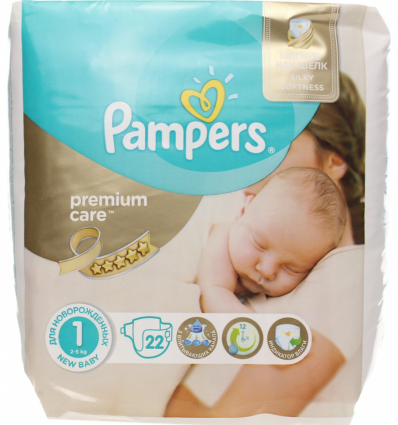 Пiдгузки Pampers Premium Care Newborn дитячі 1 розмір 2-5кг 26шт