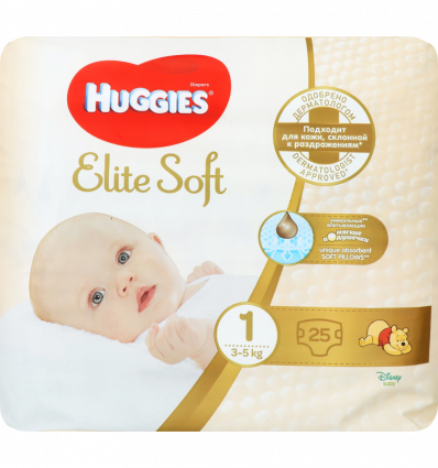 Підгузки Huggies Elite Soft 1 розмір для дітей 3-5кг 25шт