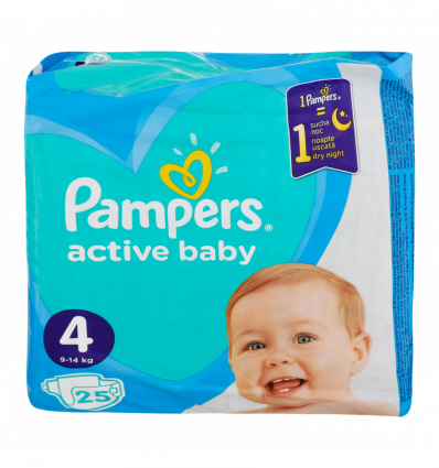 Підгузники Pampers Active Baby 4 розмір для дітей 9-14кг 25шт/уп