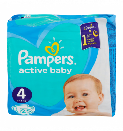 Подгузники Pampers Active Baby 4 размер для детей 9-14кг 25шт/уп