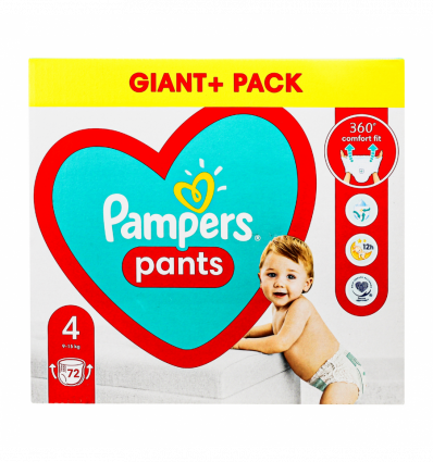 Підгузники-трусики Pampers 4 розмір 9-15кг 72шт