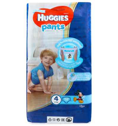 Подгузники-трусики Huggies Pants 4 размер для мальчиков 9-14кг 52шт