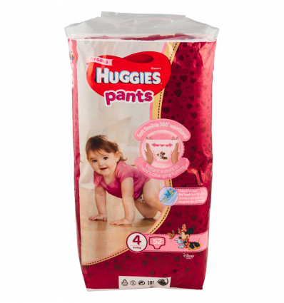 Подгузники-трусики Huggies pants 4 размер для девочек 9-14кг 52шт