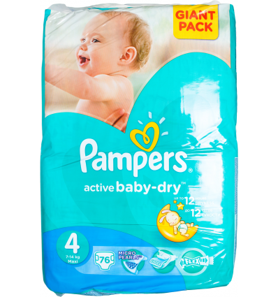 Підгузки Pampers Active Baby-Dry 4 розмір для дітей 8-14кг 76шт