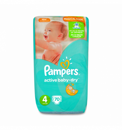 Підгузки Pampers Active Baby-Dry Maxi 4 розмір для дітей 7-14кг 70шт