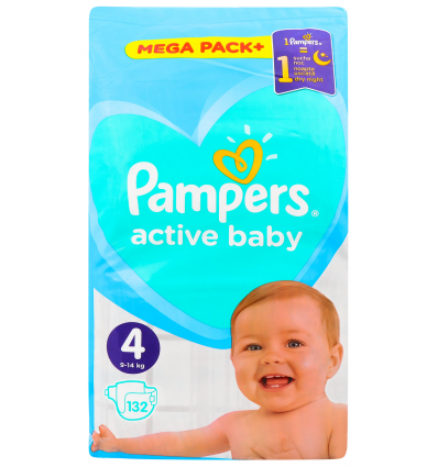 Пiдгузки Pampers Active Baby Midi дитячі 4 розмір 9-14кг 132шт
