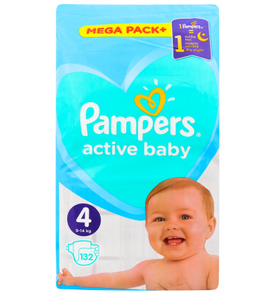 Подгузники Pampers Active Baby Maxi детские 4 размер 9-14кг 132шт