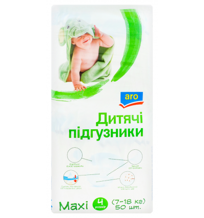 Подгузники детские Aro Maxi 4 размер 17-18кг 50шт