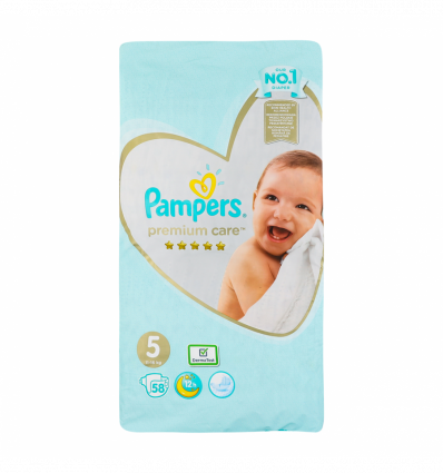 Підгузники Pampers Premium care 5 розмір для дітей 11-16кг 58шт/уп