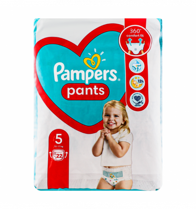 Підгузники-трусики Pampers Pants 5 розмір для дітей 12-17кг 22шт/уп