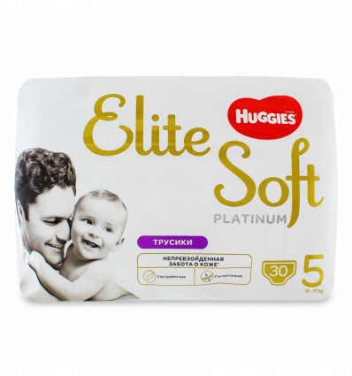 Підгузки-трусики Huggies El Soft Plat 5 розмір для дітей 12-17кг 30шт