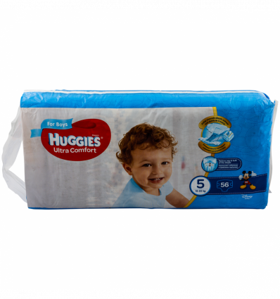 Подгузники Huggies Ultra Comfort 5 размер для мальчик 12-22кг 56шт