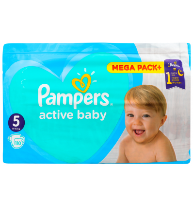 Пiдгузки Pampers Active Baby Junior дитячі 5 розмір 11-16кг 110шт