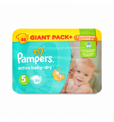 Пiдгузки Pampers Active Baby-Dry дитячі 5 розмір 11-18кг 88шт