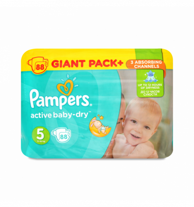 Подгузники Pampers Active Baby-Dry размер 5 для детей 11-18кг 88шт