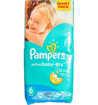 Підгузки Pampers Active Baby-Dry 6 розмір 15+кг 56шт