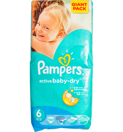 Подгузники Pampers Active Baby-Dry Ext Larg 6 размер дет 15+кг 56шт