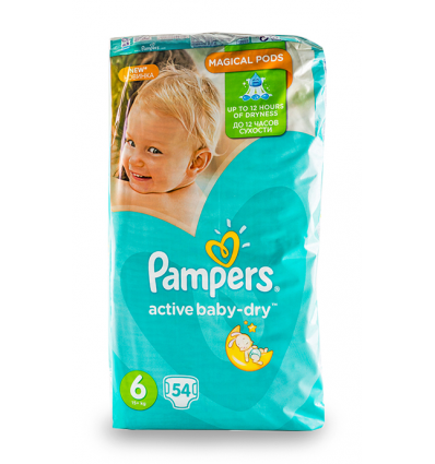 Підгузки Pampers Active Baby-Dry Extra Large 6 розмір 15+кг 54шт