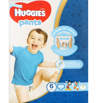 Подгузники-трусики Huggies 6 размер для мальчиков 15-25кг 60шт